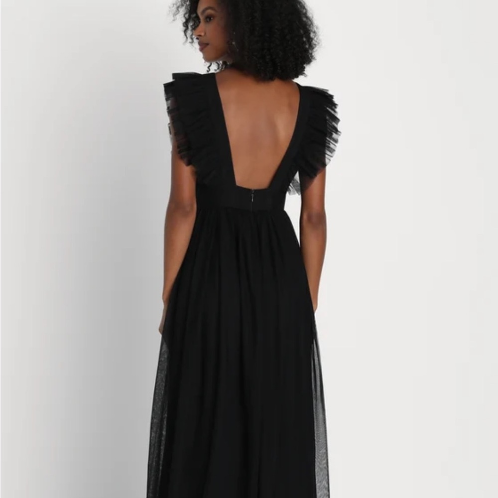 Lulu's Black Backless Ruffle Dress - Picture 6 of 8